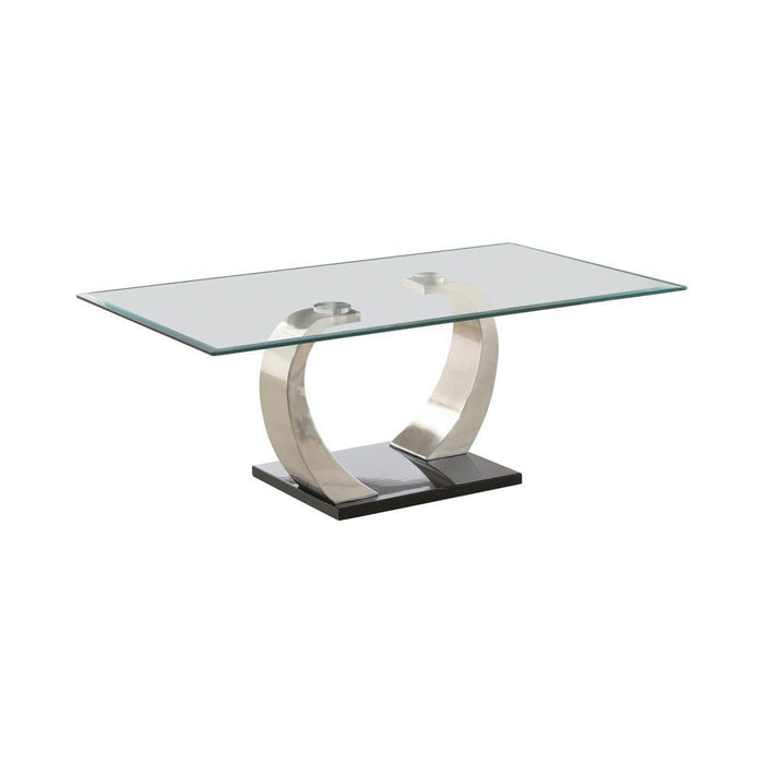 Pruitt Glass Top Coffee Table Clear and Satin - Imperial Furniture (Las Vegas, NV) - Multi Location