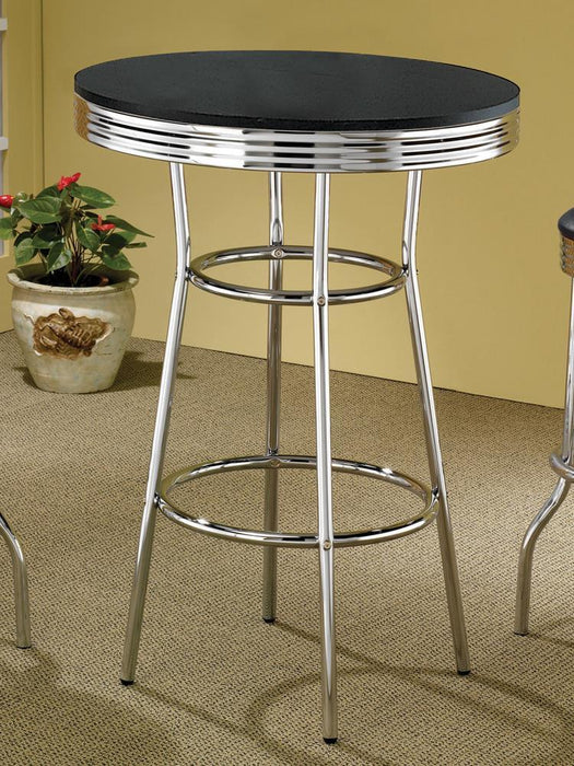 Theodore Round Bar Table Black and Chrome - Imperial Furniture (Las Vegas, NV) - Multi Location