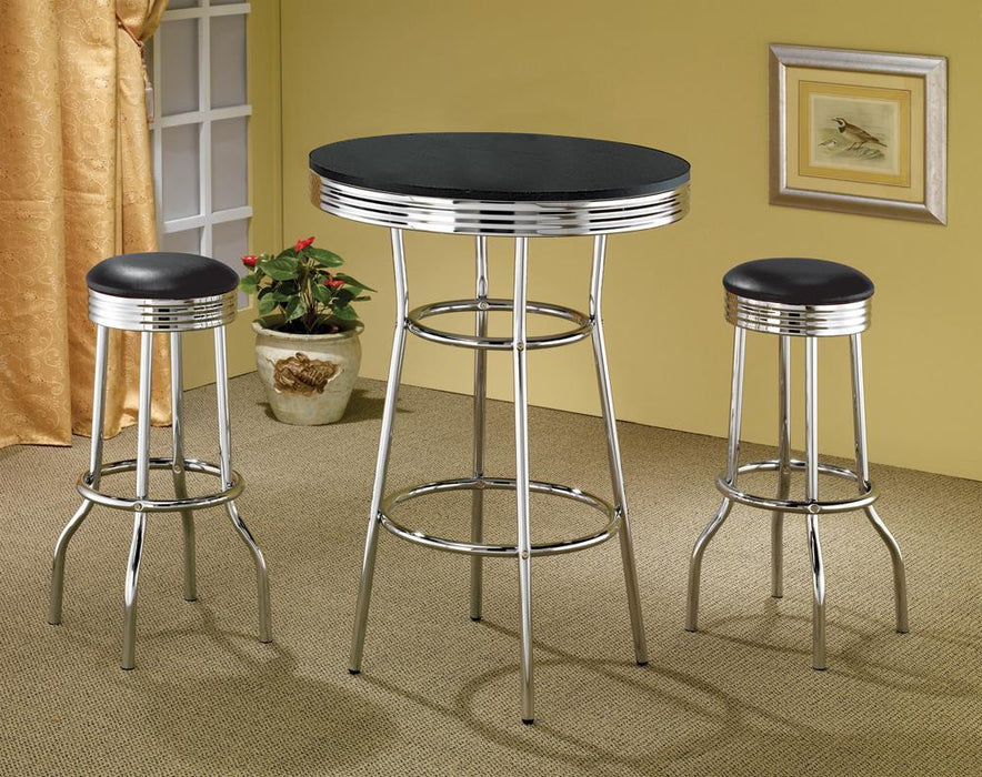 Theodore Round Bar Table Black and Chrome - Imperial Furniture (Las Vegas, NV) - Multi Location