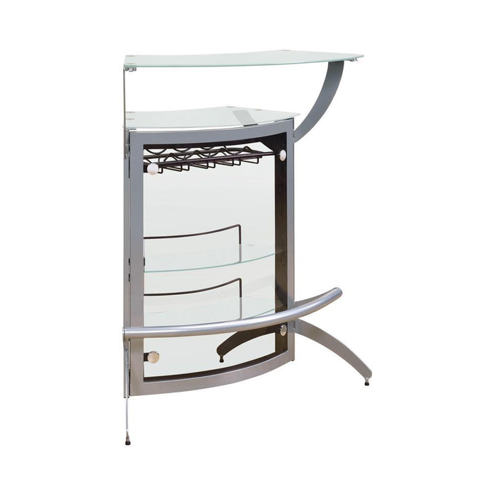 Dallas 2-shelf Home Bar Silver and Frosted Glass - Imperial Furniture (Las Vegas, NV) - Multi Location