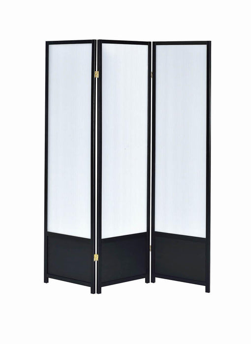 Calix 3-panel Folding Floor Screen Translucent and Black - Imperial Furniture (Las Vegas, NV) - Multi Location