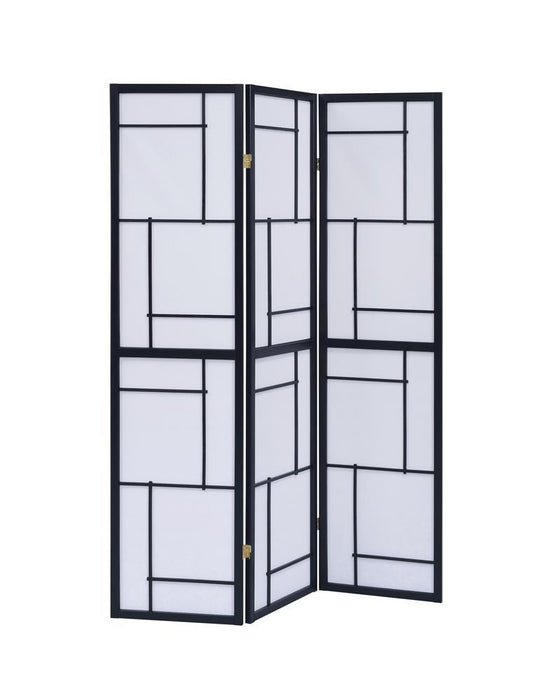 Damis 3-panel Folding Floor Screen Black and White - Imperial Furniture (Las Vegas, NV) - Multi Location
