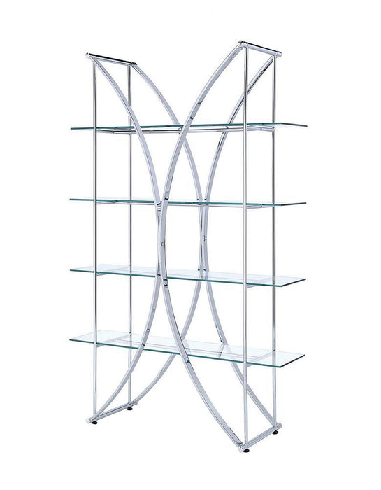 Larson 4-tier Bookcase Chrome and Clear - Imperial Furniture (Las Vegas, NV) - Multi Location