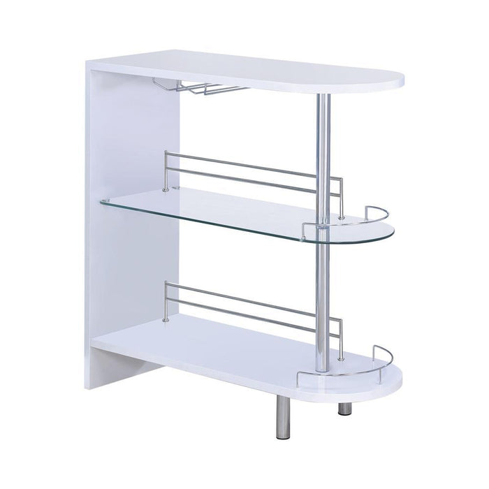 Adolfo 3-tier Bar Table Glossy White and Clear - Imperial Furniture (Las Vegas, NV) - Multi Location