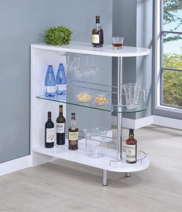 Adolfo 3-tier Bar Table Glossy White and Clear - Imperial Furniture (Las Vegas, NV) - Multi Location