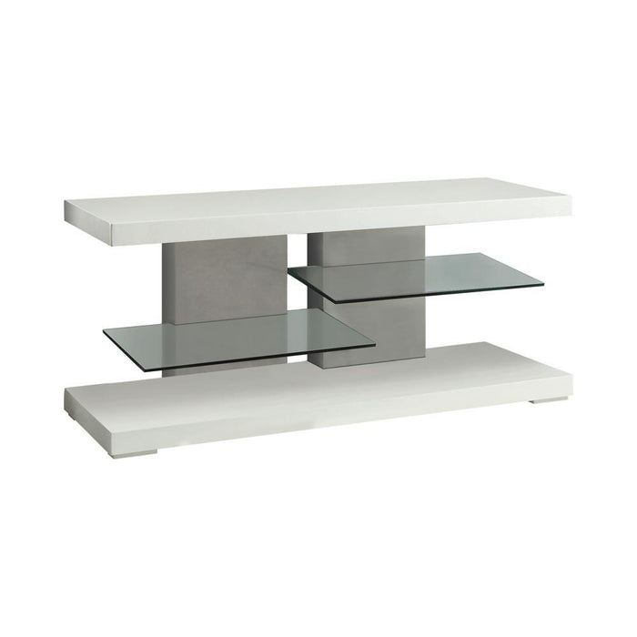 Cogswell 2-shelf TV Console Glossy White - Imperial Furniture (Las Vegas, NV) - Multi Location
