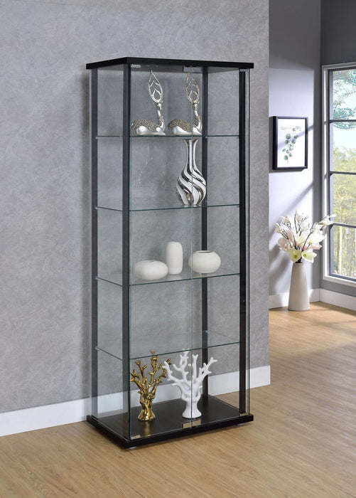 Delphinium 5-shelf Glass Curio Cabinet Black and Clear - Imperial Furniture (Las Vegas, NV) - Multi Location