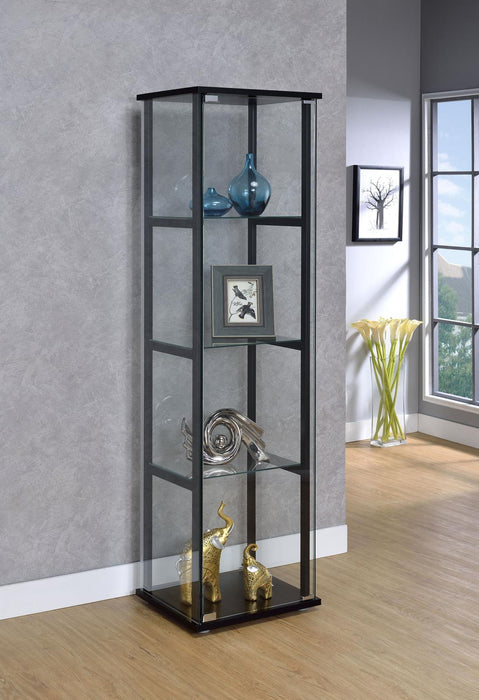 Cyclamen 4-shelf Glass Curio Cabinet Black and Clear - Imperial Furniture (Las Vegas, NV) - Multi Location