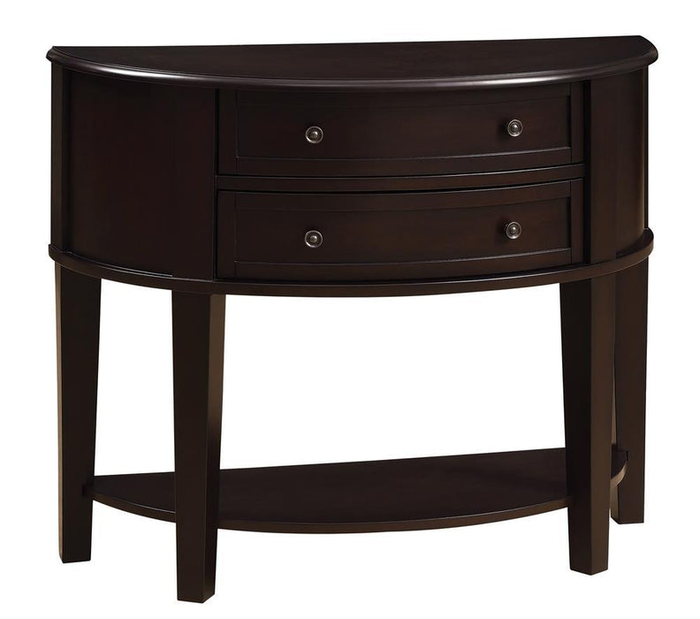 Diane 2-drawer Demilune Shape Console Table Cappuccino - Imperial Furniture (Las Vegas, NV) - Multi Location