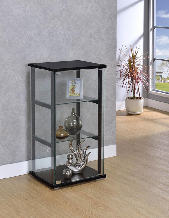 Cyclamen 3-shelf Glass Curio Cabinet Black and Clear - Imperial Furniture (Las Vegas, NV) - Multi Location