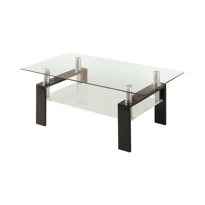 Dyer Tempered Glass Coffee Table with Shelf Black - Imperial Furniture (Las Vegas, NV) - Multi Location