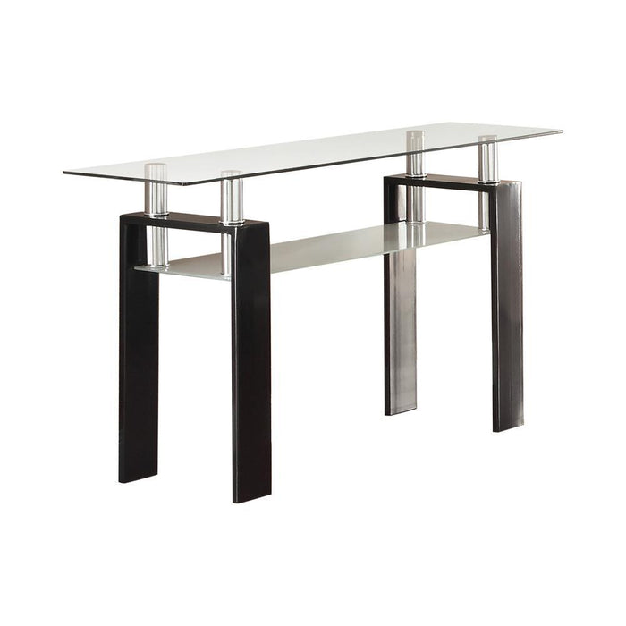 Dyer Tempered Glass Sofa Table with Shelf Black - Imperial Furniture (Las Vegas, NV) - Multi Location