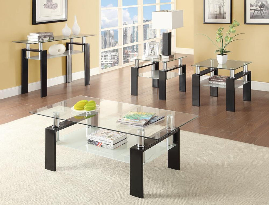 Dyer Tempered Glass Sofa Table with Shelf Black - Imperial Furniture (Las Vegas, NV) - Multi Location
