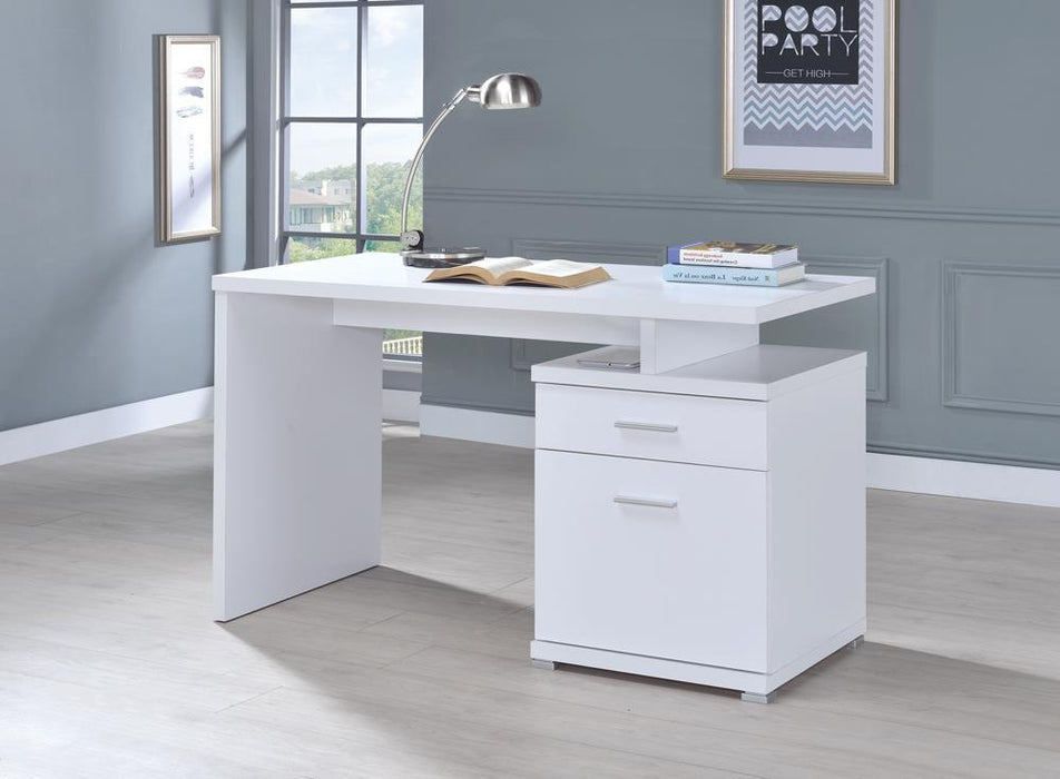 Irving 2-drawer Office Desk with Cabinet White - Imperial Furniture (Las Vegas, NV) - Multi Location