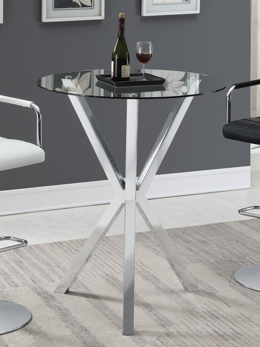 Denali Round Glass Top Bar Table Chrome - Imperial Furniture (Las Vegas, NV) - Multi Location