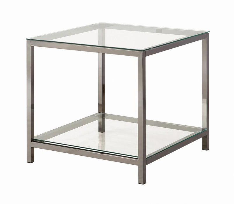 Trini End Table with Glass Shelf Black Nickel - Imperial Furniture (Las Vegas, NV) - Multi Location
