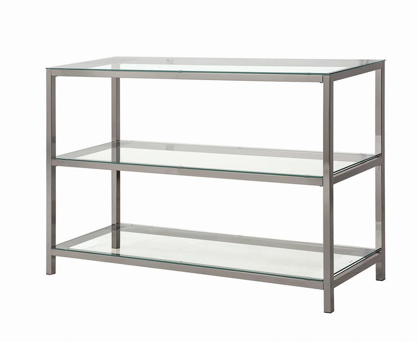 Trini Sofa Table with Glass Shelf Black Nickel - Imperial Furniture (Las Vegas, NV) - Multi Location