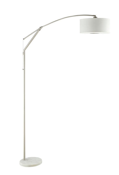 Moniz Adjustable Arched Arm Floor Lamp Chrome and White - Imperial Furniture (Las Vegas, NV) - Multi Location