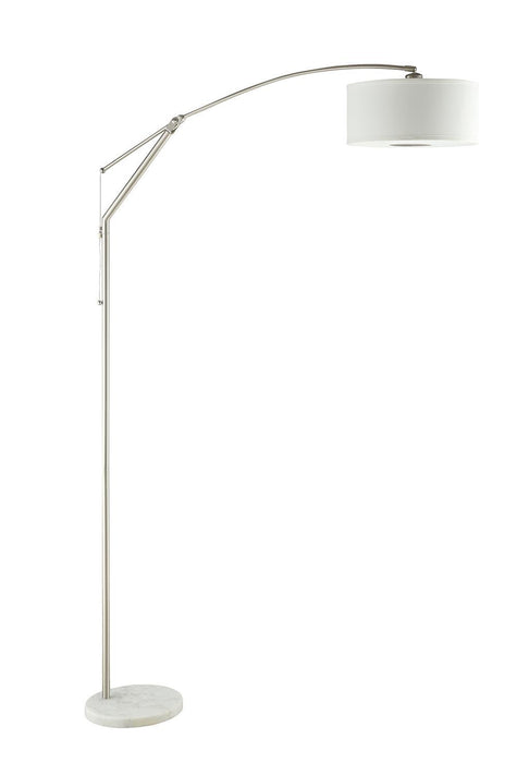 Moniz Adjustable Arched Arm Floor Lamp Chrome and White - Imperial Furniture (Las Vegas, NV) - Multi Location