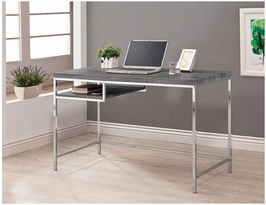 Kravitz Rectangular Writing Desk Weathered Grey and Chrome - Imperial Furniture (Las Vegas, NV) - Multi Location
