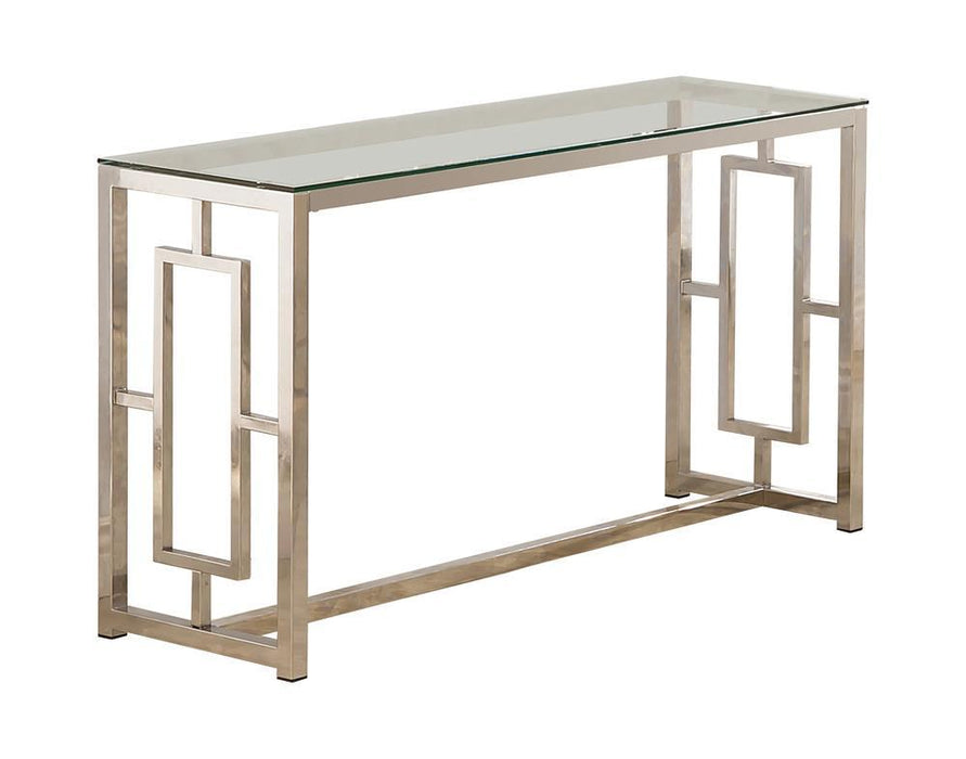 Merced Rectangle Glass Top Sofa Table Nickel - Imperial Furniture (Las Vegas, NV) - Multi Location