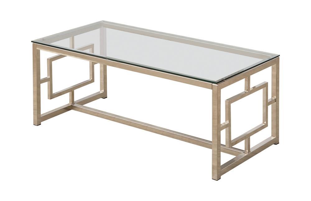 Merced Rectangle Glass Top Coffee Table Nickel - Imperial Furniture (Las Vegas, NV) - Multi Location