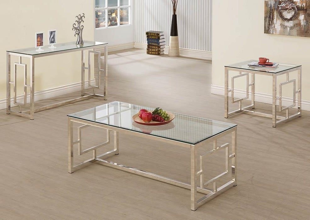 Merced Rectangle Glass Top Sofa Table Nickel - Imperial Furniture (Las Vegas, NV) - Multi Location