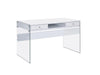 Dobrev 2-drawer Writing Desk Glossy White and Clear - Imperial Furniture (Las Vegas, NV) - Multi Location