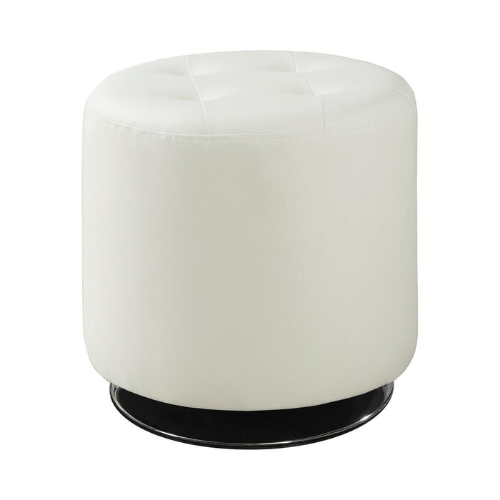 Bowman Round Upholstered Ottoman White - Imperial Furniture (Las Vegas, NV) - Multi Location