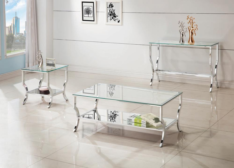 Saide Square End Table with Mirrored Shelf Chrome - Imperial Furniture (Las Vegas, NV) - Multi Location