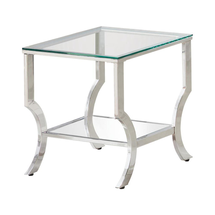 Saide Square End Table with Mirrored Shelf Chrome - Imperial Furniture (Las Vegas, NV) - Multi Location