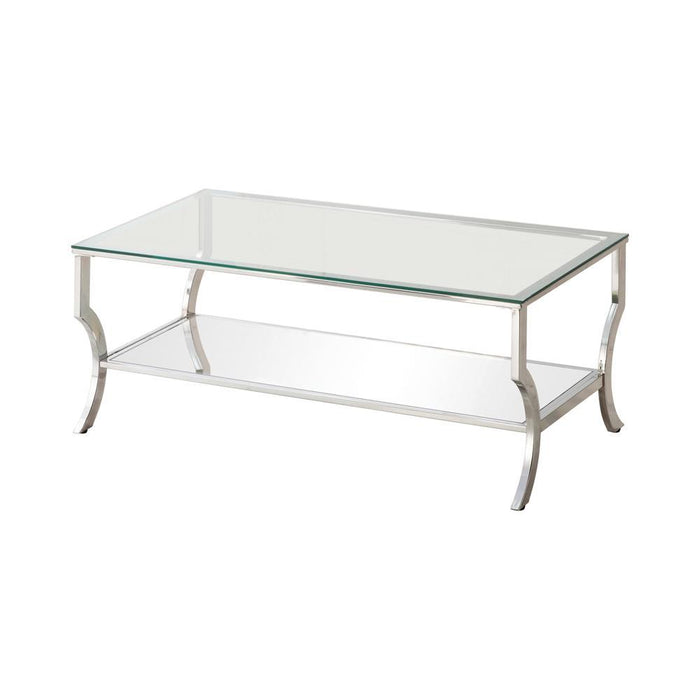 Saide Rectangular Coffee Table with Mirrored Shelf Chrome - Imperial Furniture (Las Vegas, NV) - Multi Location