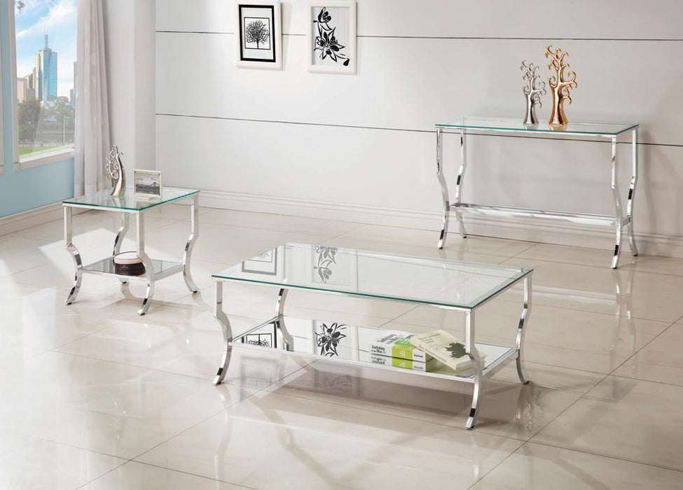 Saide Rectangular Sofa Table with Mirrored Shelf Chrome - Imperial Furniture (Las Vegas, NV) - Multi Location