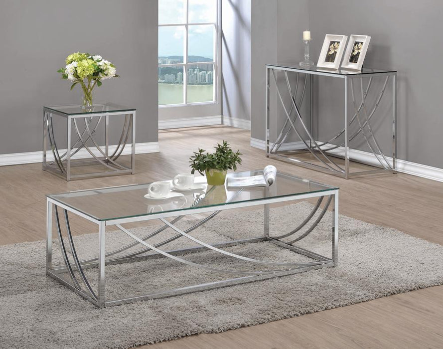 Lille Glass Top Rectangular Sofa Table Accents Chrome - Imperial Furniture (Las Vegas, NV) - Multi Location