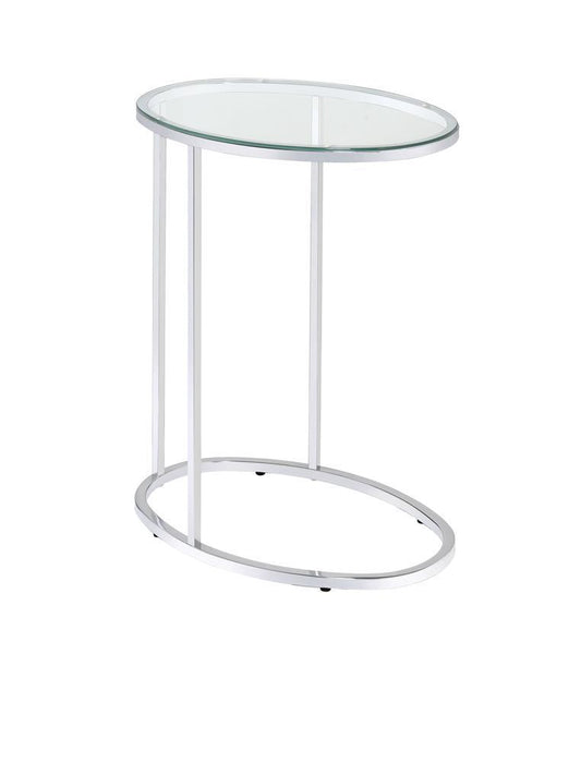 Kyle Oval Snack Table Chrome and Clear - Imperial Furniture (Las Vegas, NV) - Multi Location