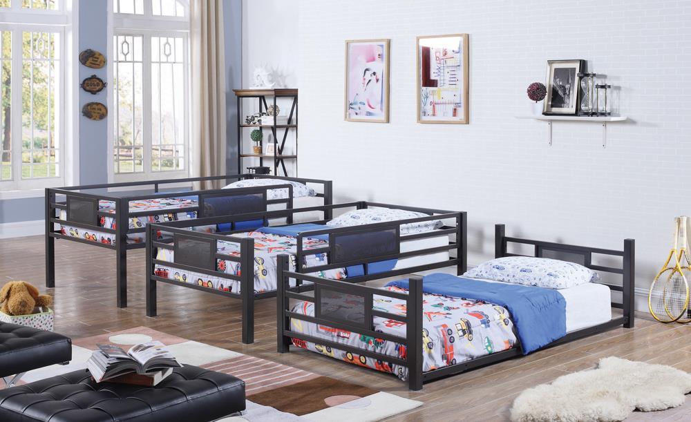 Rogen Twin Triple Bunk Bed Dark Bronze - Imperial Furniture (Las Vegas, NV) - Multi Location