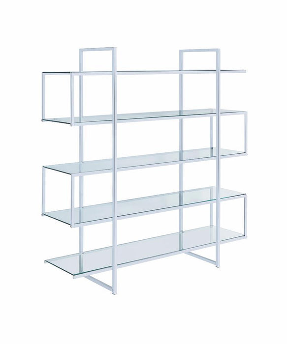 Elmer 5-shelf Bookcase Chrome and Clear - Imperial Furniture (Las Vegas, NV) - Multi Location