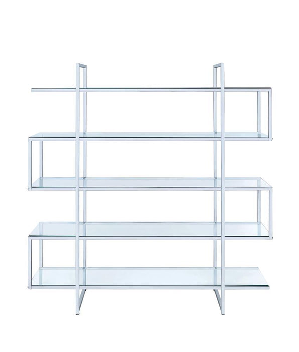 Elmer 5-shelf Bookcase Chrome and Clear - Imperial Furniture (Las Vegas, NV) - Multi Location