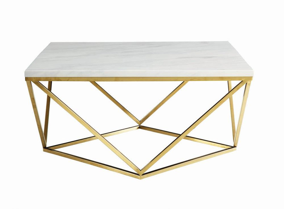 Meryl Square Coffee Table White and Gold - Imperial Furniture (Las Vegas, NV) - Multi Location