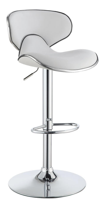 Edenton Upholstered Adjustable Height Bar Stools White and Chrome (Set of 2) - Imperial Furniture (Las Vegas, NV) - Multi Location