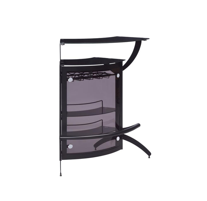 Dallas 2-shelf Home Bar Smoked and Black Glass - Imperial Furniture (Las Vegas, NV) - Multi Location