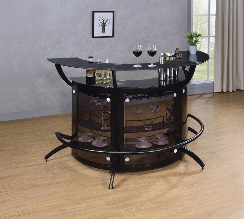 Dallas 2-shelf Home Bar Smoked and Black Glass - Imperial Furniture (Las Vegas, NV) - Multi Location