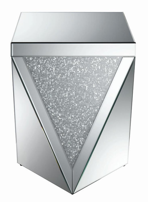 Amore Square End Table with Triangle Detailing Silver and Clear Mirror - Imperial Furniture (Las Vegas, NV) - Multi Location