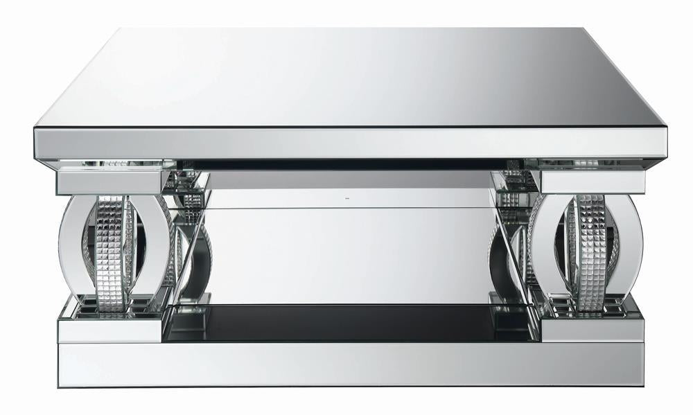Amalia Square Coffee Table with Lower Shelf Clear Mirror - Imperial Furniture (Las Vegas, NV) - Multi Location