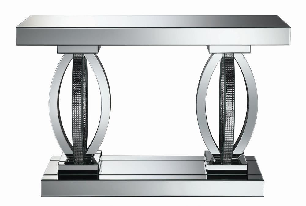 Amalia Rectangular Sofa Table with Shelf Clear Mirror - Imperial Furniture (Las Vegas, NV) - Multi Location