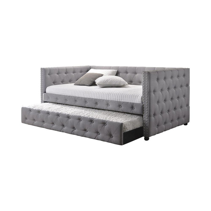 Mockern Tufted Upholstered Daybed with Trundle Grey - Imperial Furniture (Las Vegas, NV) - Multi Location