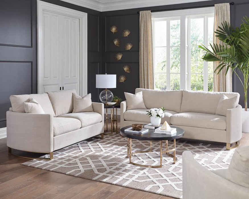 Corliss Upholstered Arched Arms Loveseat Beige - Imperial Furniture (Las Vegas, NV) - Multi Location