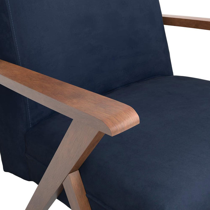 Cheryl Wooden Arms Accent Chair Dark Blue and Walnut - Imperial Furniture (Las Vegas, NV) - Multi Location