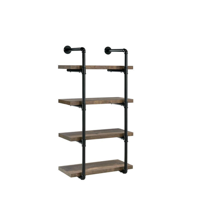 Elmcrest 24-inch Wall Shelf Black and Rustic Oak - Imperial Furniture (Las Vegas, NV) - Multi Location