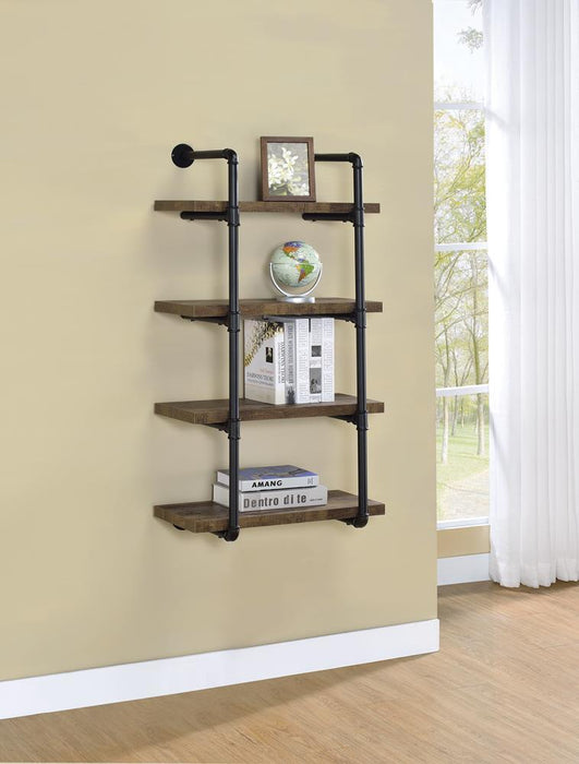 Elmcrest 24-inch Wall Shelf Black and Rustic Oak - Imperial Furniture (Las Vegas, NV) - Multi Location